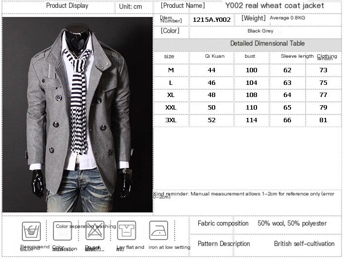 Men's New Fashion Woolen Coat