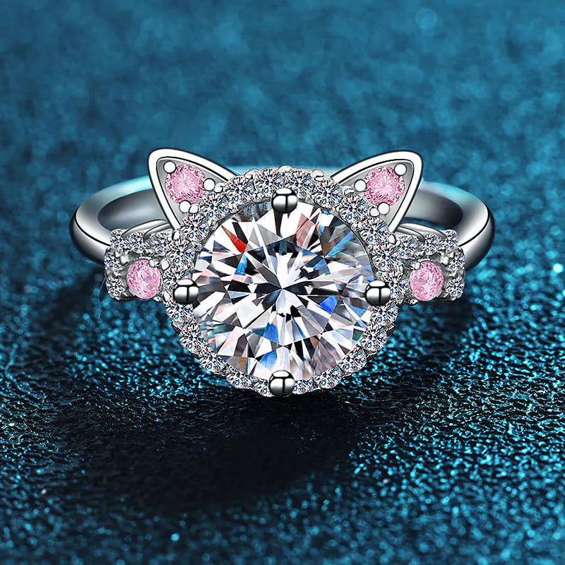 Cute Kitten Open Ring for Women