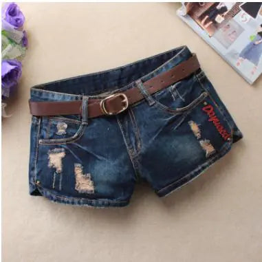 Low Waist Women’s Denim Mini Shorts with Rivets