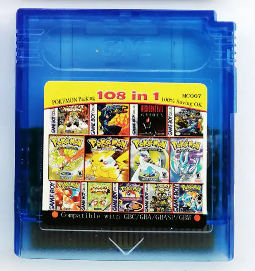 GB GBC Game Card 108-in-1 with Pokemon & Mario