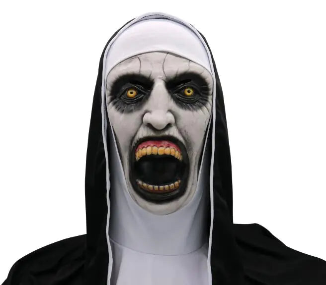 Nun Mask, Scary Ghost Face Hood for Halloween