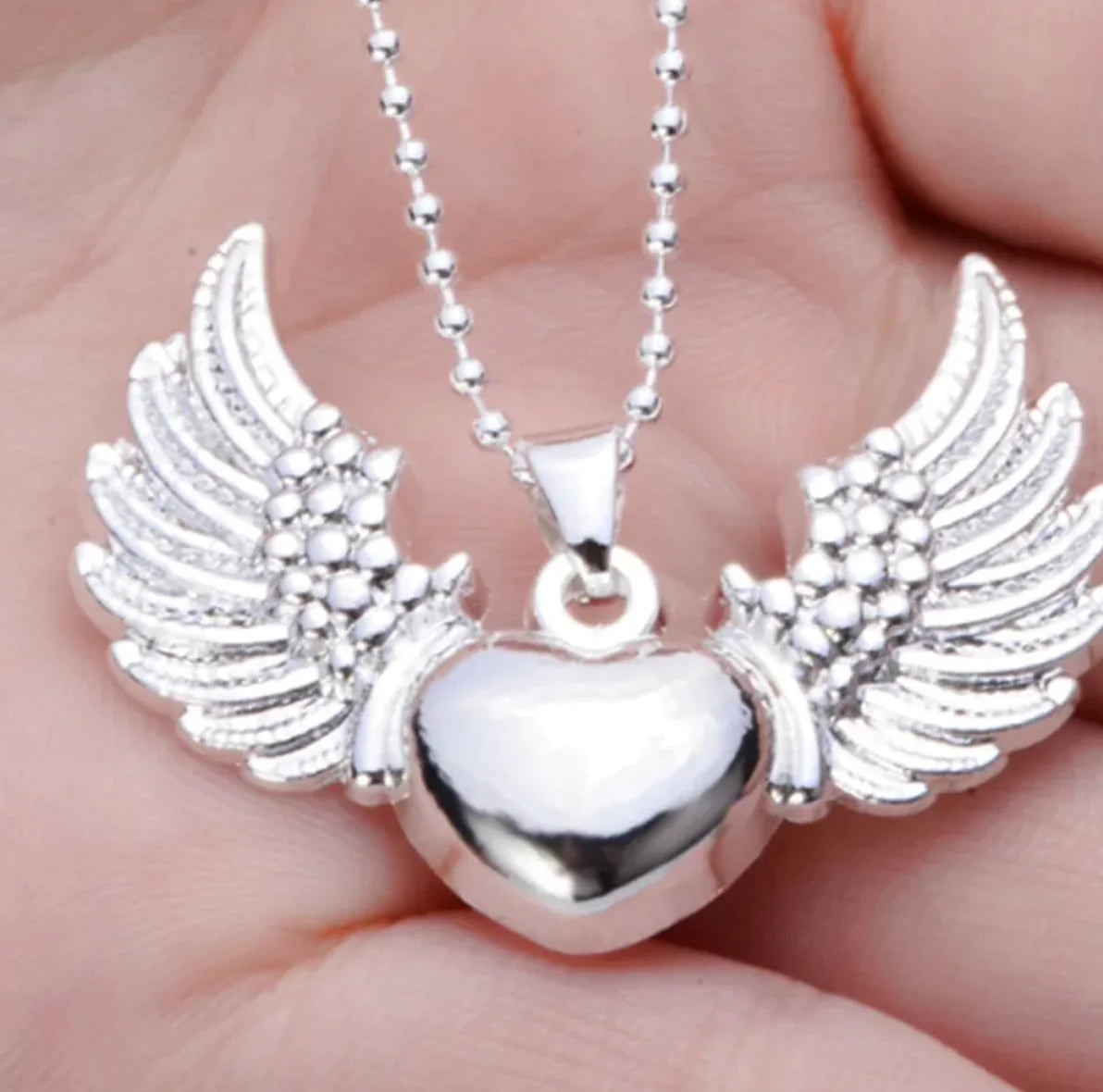Angel Wing Heart Pendant Necklace