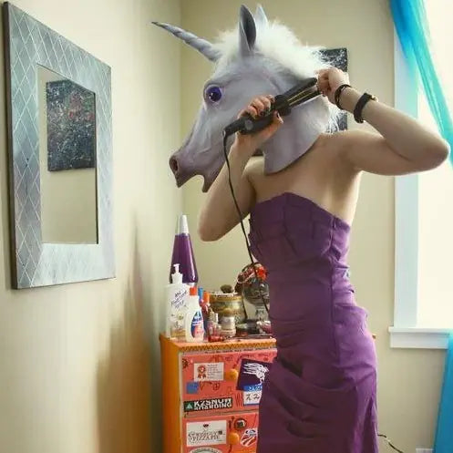 Latex Unicorn Party Headband and Horse Mask