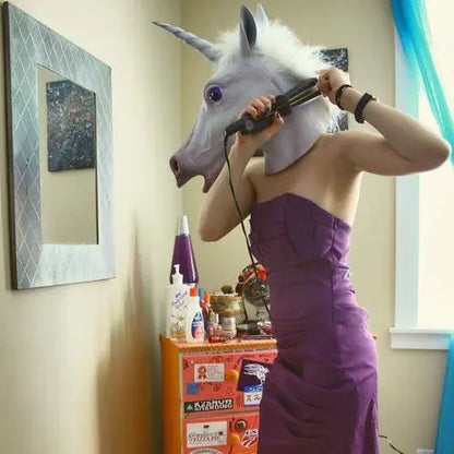 Latex Unicorn Party Headband and Horse Mask