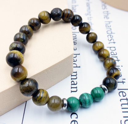 Stylish Malachite & Tiger Eye Fusion Band