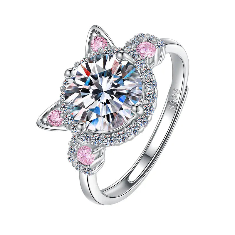 Cute Kitten Open Ring for Women