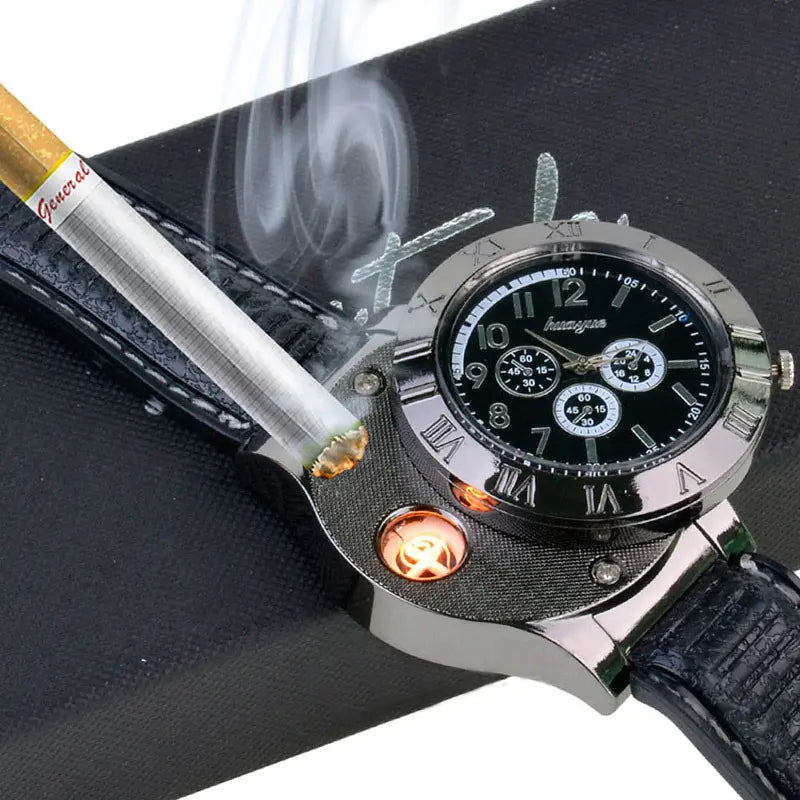 Creative Windproof Rechargeable Lighter Watch for Men
