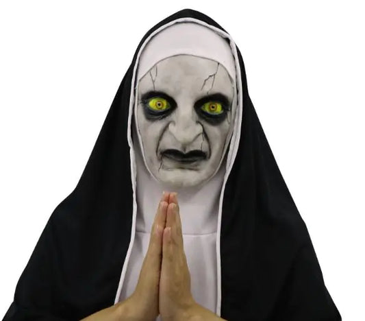 Nun Mask, Scary Ghost Face Hood for Halloween