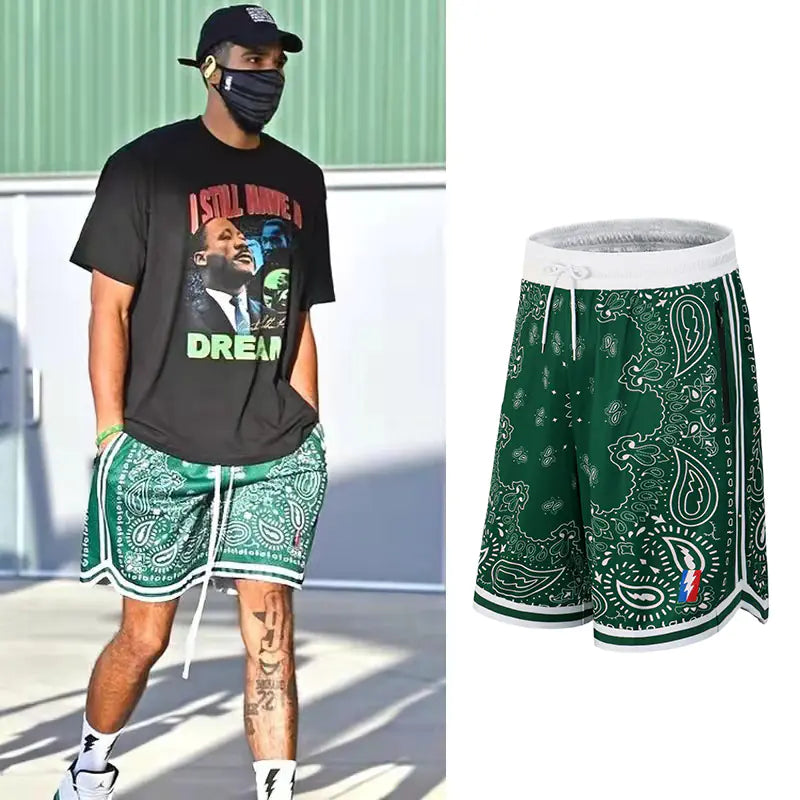 Cashew Flower Men's Casual Loose Basketball Shorts