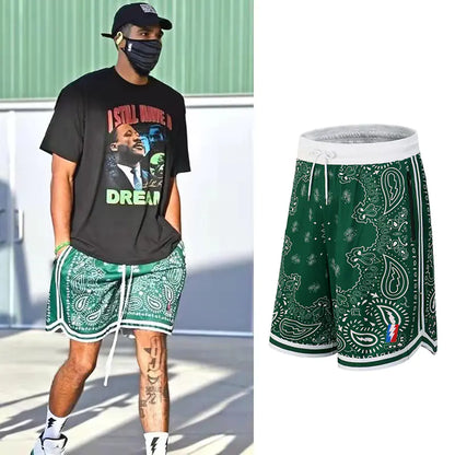 Cashew Flower Men's Casual Loose Basketball Shorts