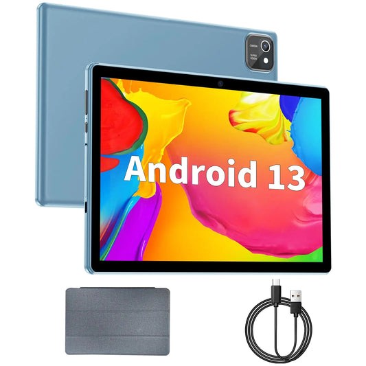 Tablet 10 inch Android 13 Tablets 6GB RAM 64GB ROM 512GB Expand Quad-Core Processor 1280x800 IPS HD Touch Screen GPS WiFi Dual Camera Bluetooth 6000mAh Battery (Blue)