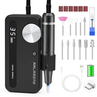 RALAMOND 35000RPM Nail Filer Electric Nail Drill Professional Cordless Nail Drill Machine Portable Rechargeable Nail Drill Drill Nails Tool for Manicure Pedicure Salon & Home (Black)