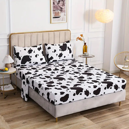 4pcs Cow Print Bedding Set for Bedroom and Guest Room