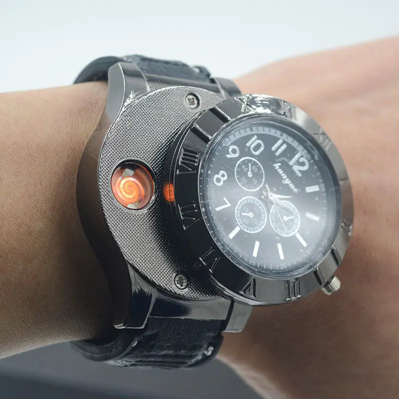 Creative Windproof Rechargeable Lighter Watch for Men