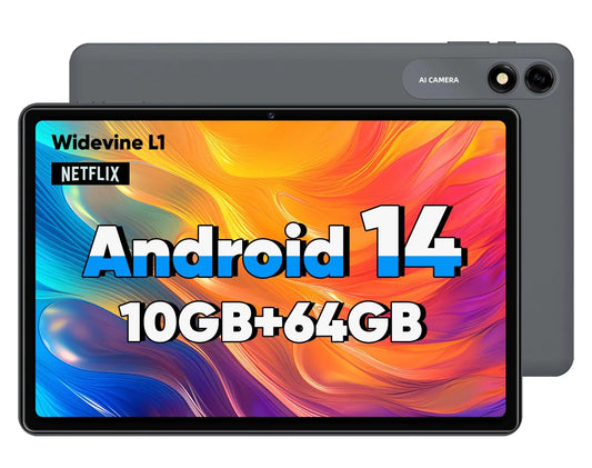 Tablet 10 inch Android 14 Tablet Octa-Core Processor Google Tablets with 10GB RAM + 64GB ROM 1TB Expand GPS 6000mAh 1280x800 IPS Display BT5.0 Dual Camera WiFi 5 GPS (Black)