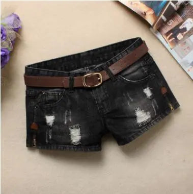 Low Waist Women’s Denim Mini Shorts with Rivets
