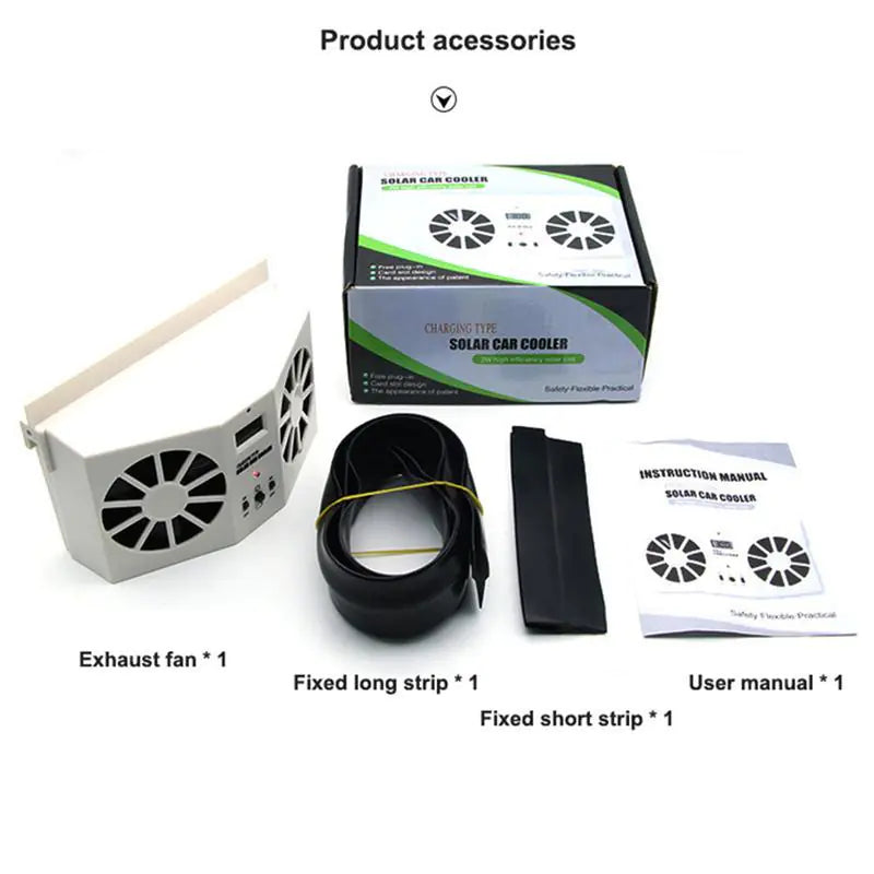 2W Solar-Powered Car Exhaust Fan for Cooling