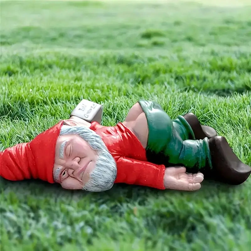 "Mischievous Drunken Gnome Statue"