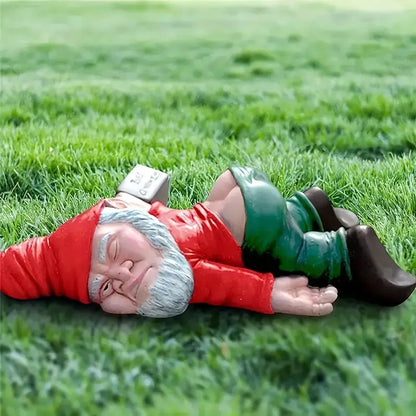 "Mischievous Drunken Gnome Statue"