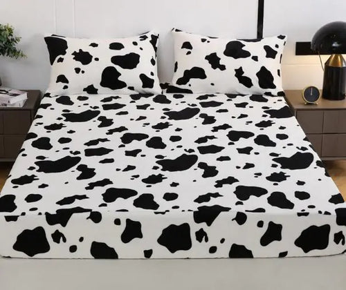4pcs Cow Print Bedding Set for Bedroom and Guest Room