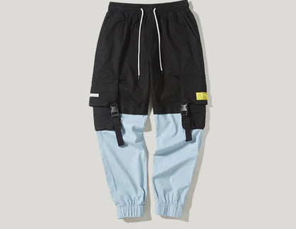 Men's Color Block Cargo Jogger Pants with Pockets