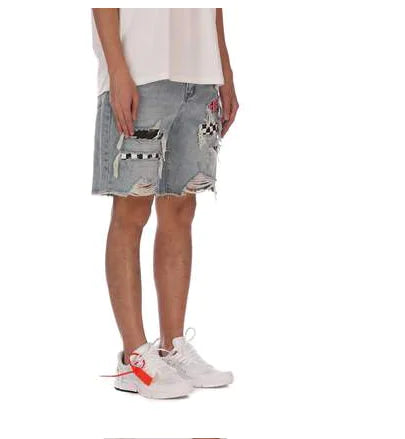 Cashew Flower Distressed Denim Shorts