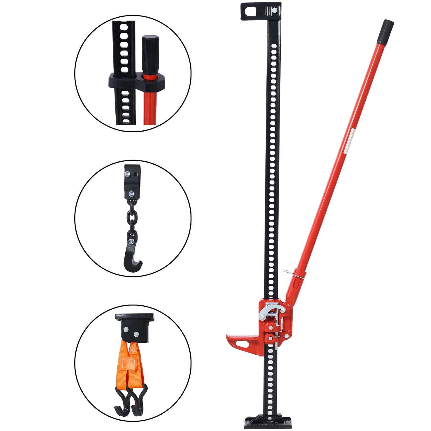 7000 Lb Capacity Ratchet Style Off-road Utility Jack, Heavy Duty Farm Jack For Tractors, Trucks, SUVs, Bumper Lifts, Red