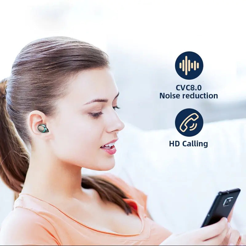 9D Surround Sound Bluetooth Wireless Earbuds with Noise Reduction